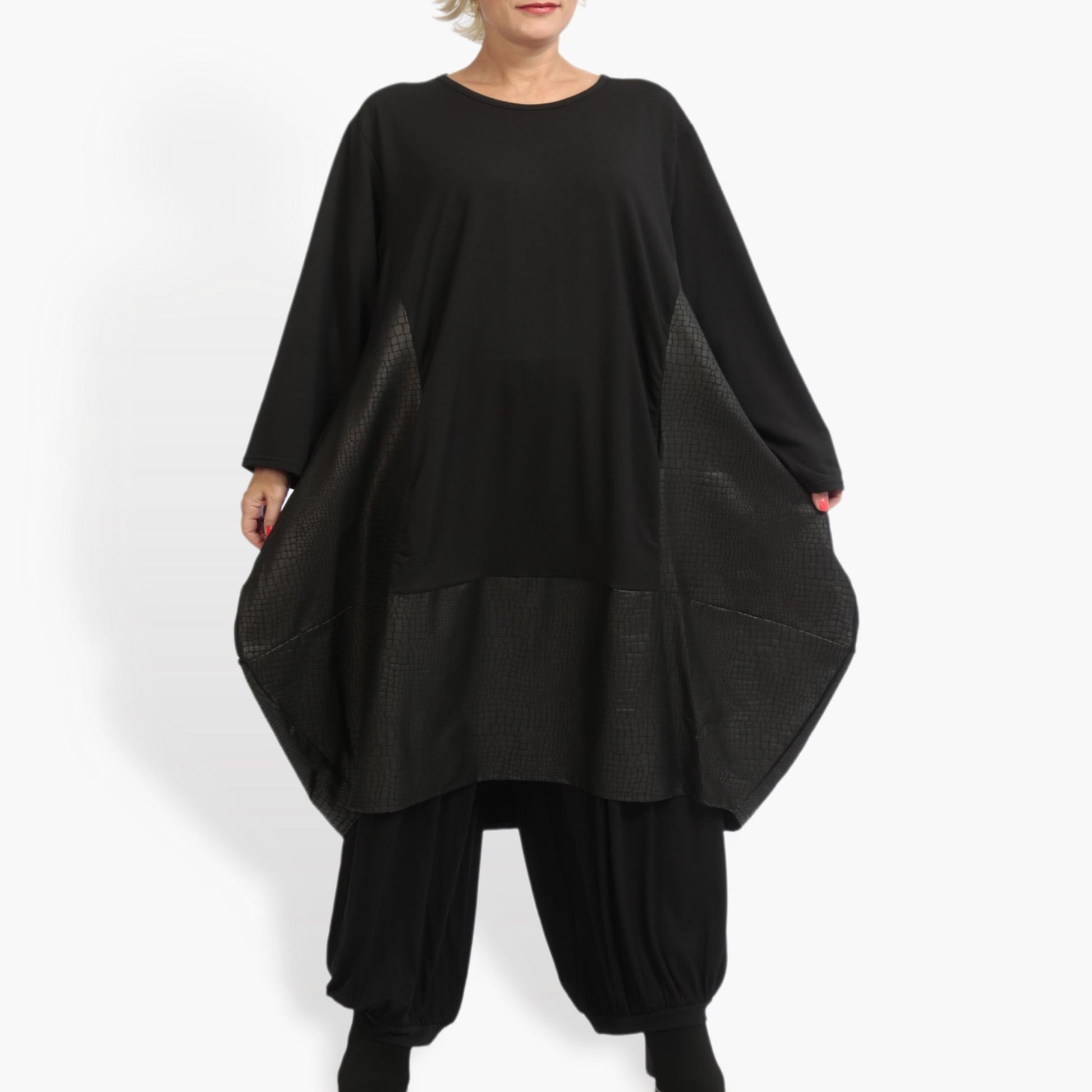  Ballonkleid von AKH Fashion aus Viskose, 0928.06812, Schwarz, Reptil, Schick, Modern