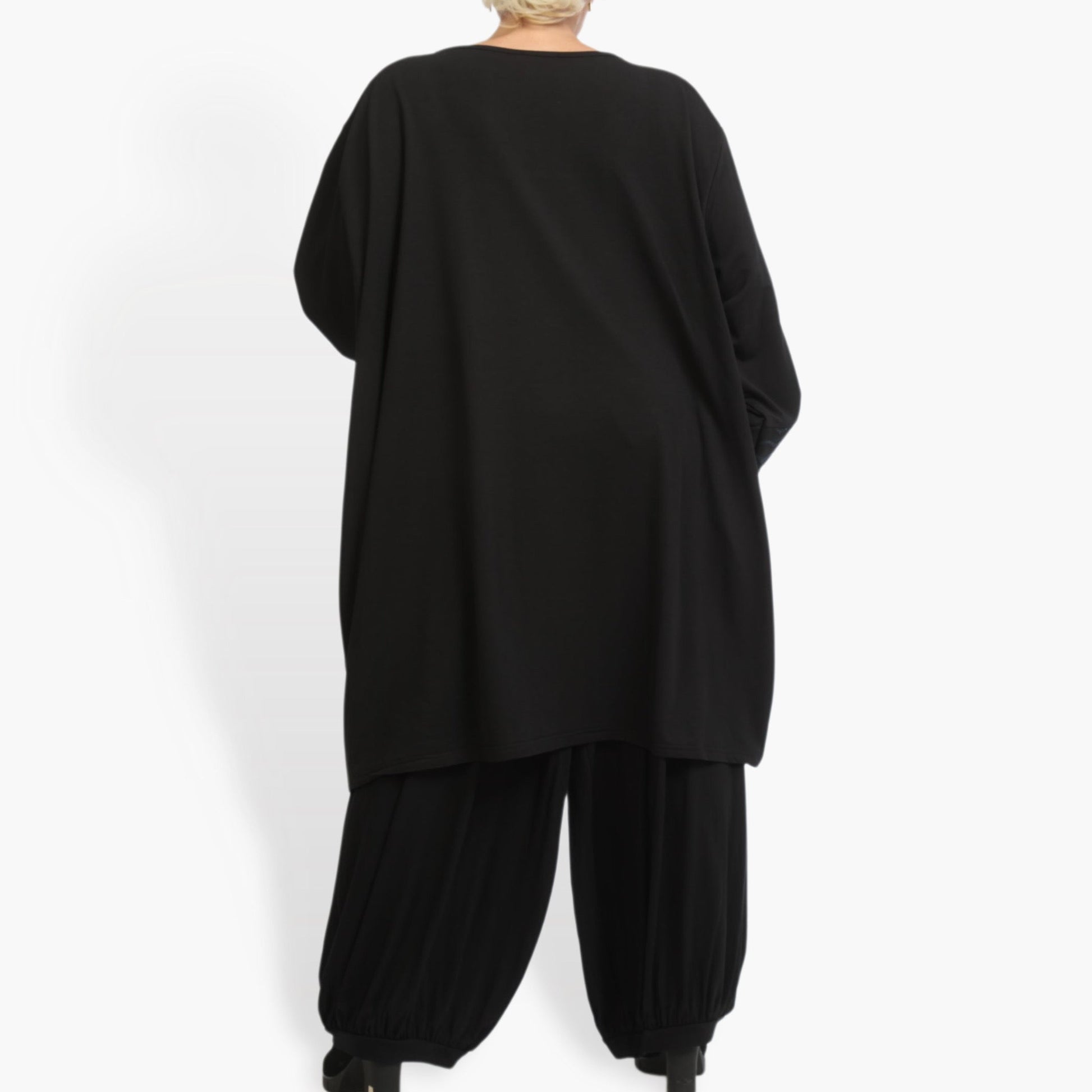  Bigshirt von AKH Fashion aus Viskose in gerader Form, 0932.06660, Schwarz-Blau, Ausgefallen