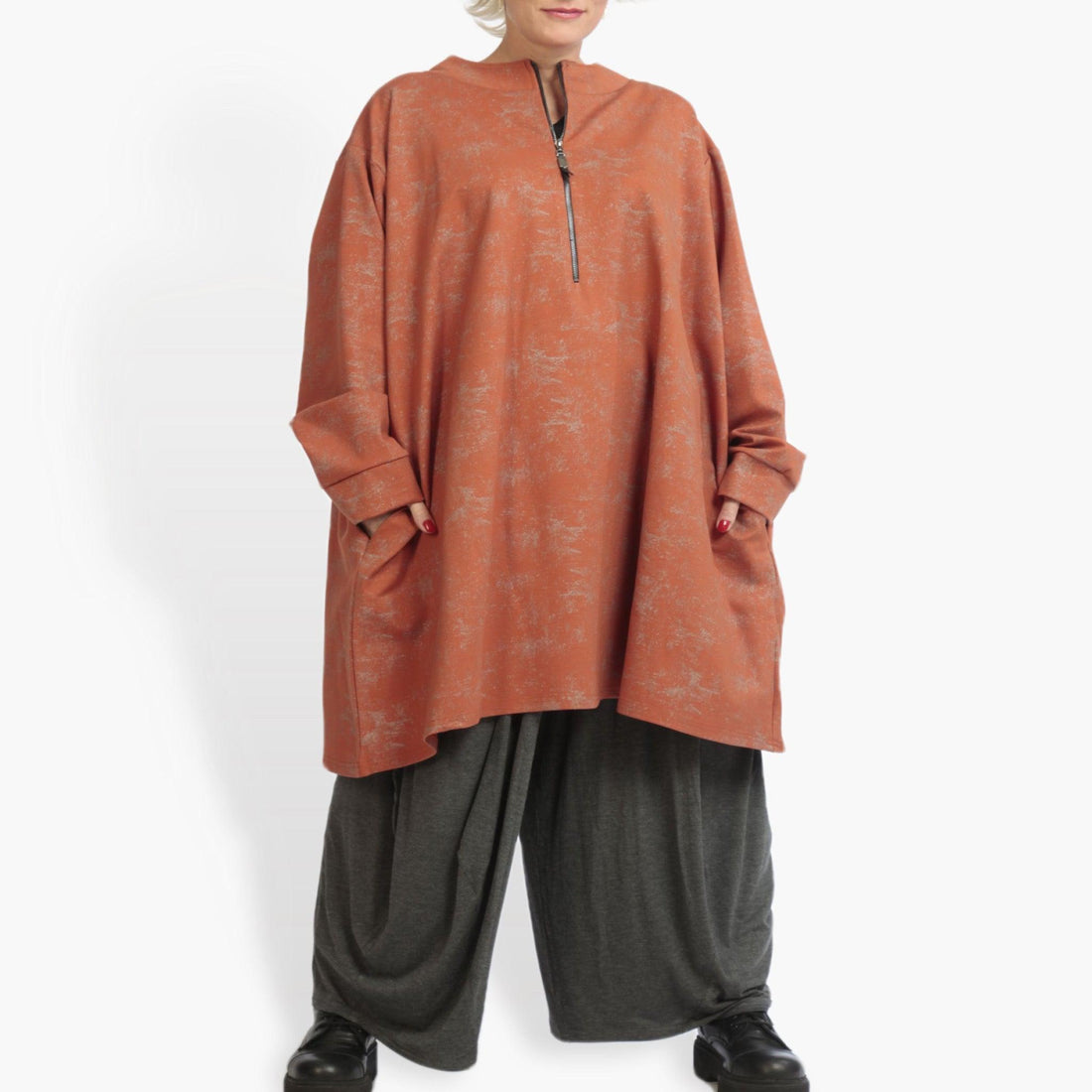  Bigshirt von AKH Fashion aus Viskose in kastiger Form, 0942.06818, Terracotta, Ausgefallen