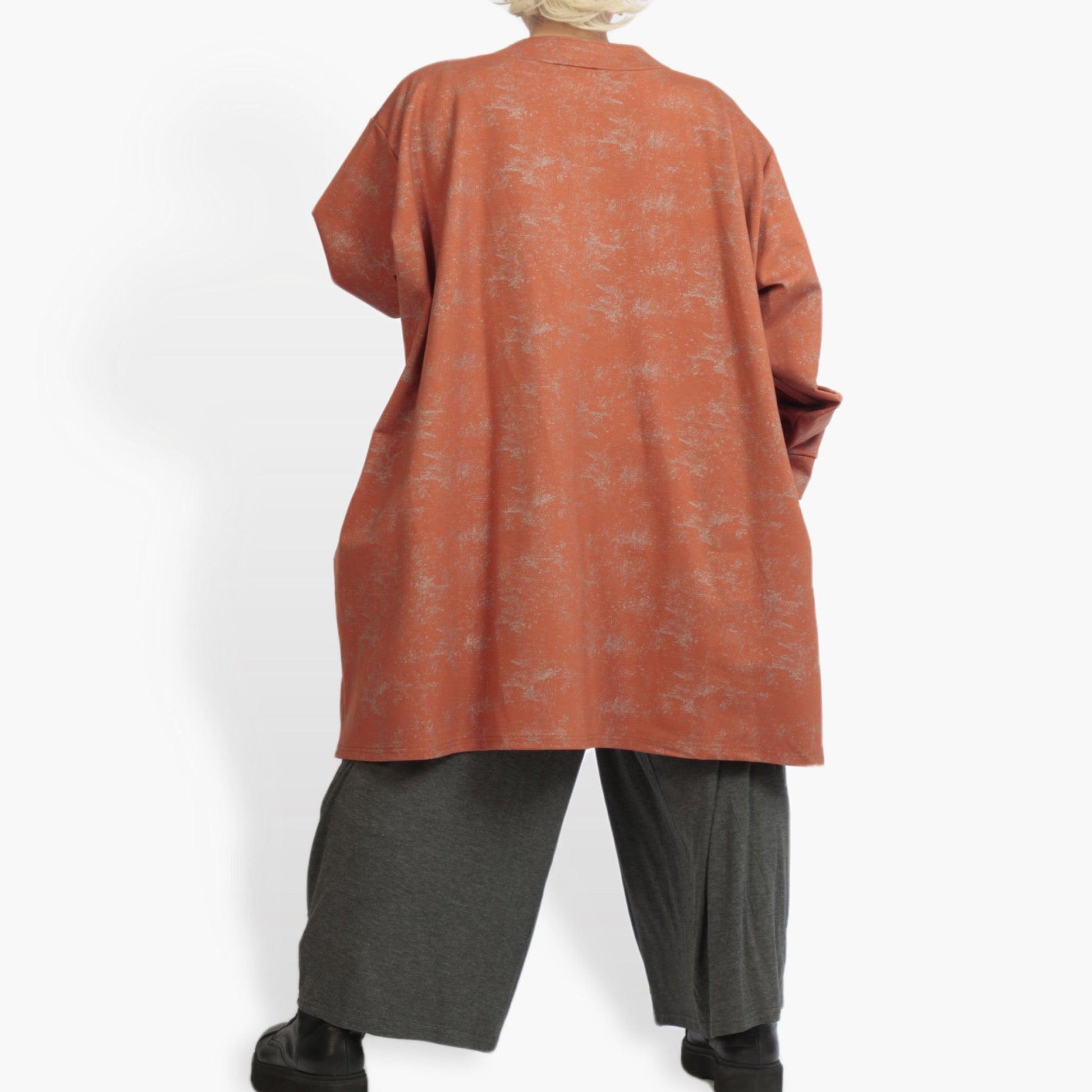  Bigshirt von AKH Fashion aus Viskose in kastiger Form, 0942.06818, Terracotta, Ausgefallen