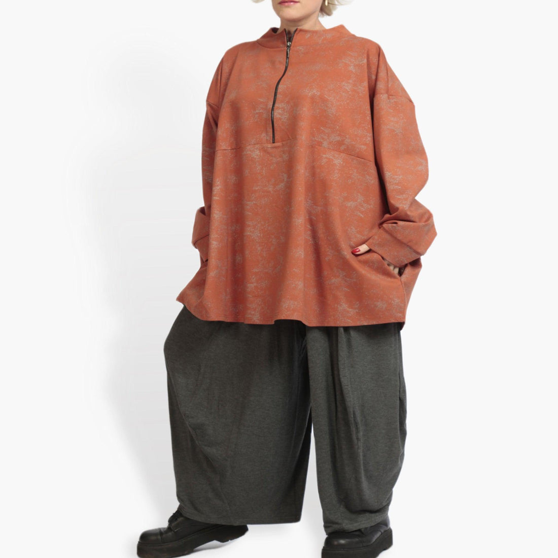  Bigshirt von AKH Fashion aus Viskose in kastiger Form, 0942.06821, Terracotta, Ausgefallen