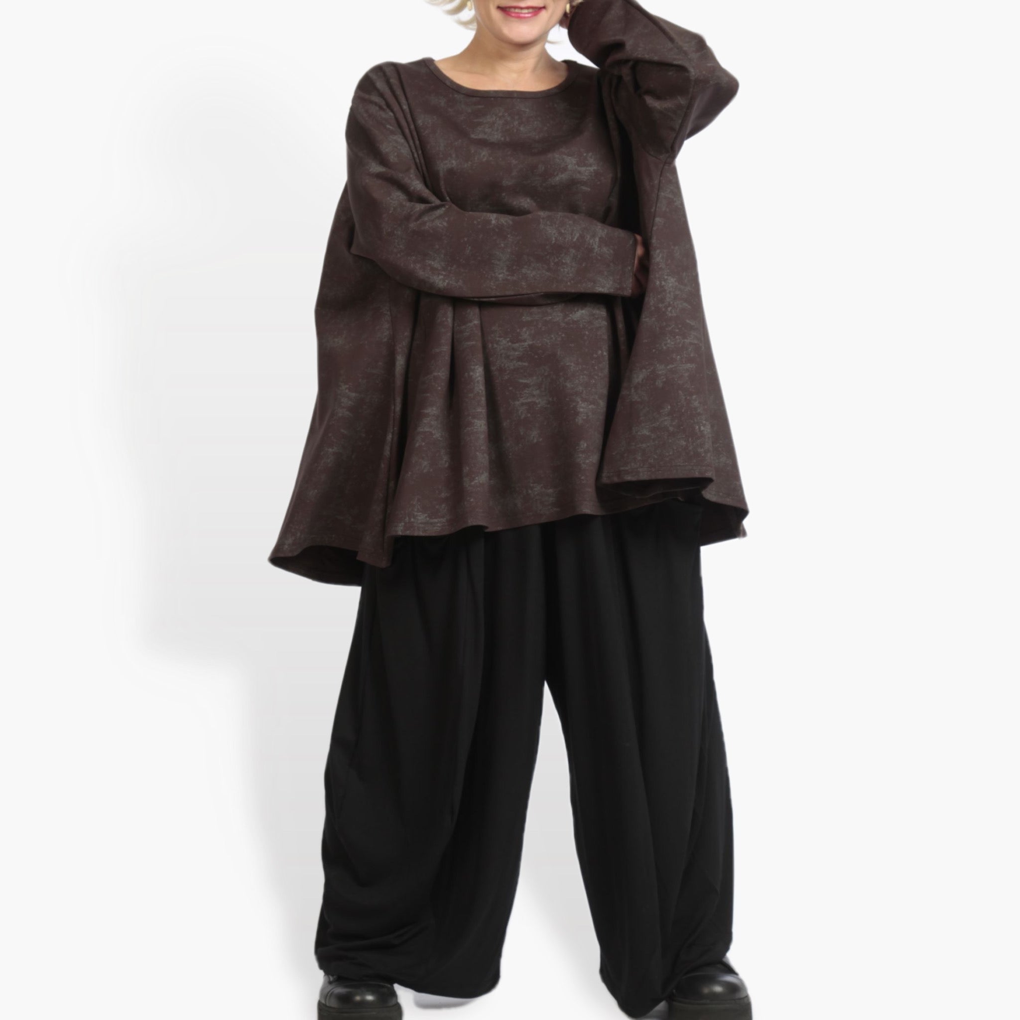  A-Form Bigshirt von AKH Fashion aus Viskose, 0958.00593, Braun, Schick, Modern, Bequem