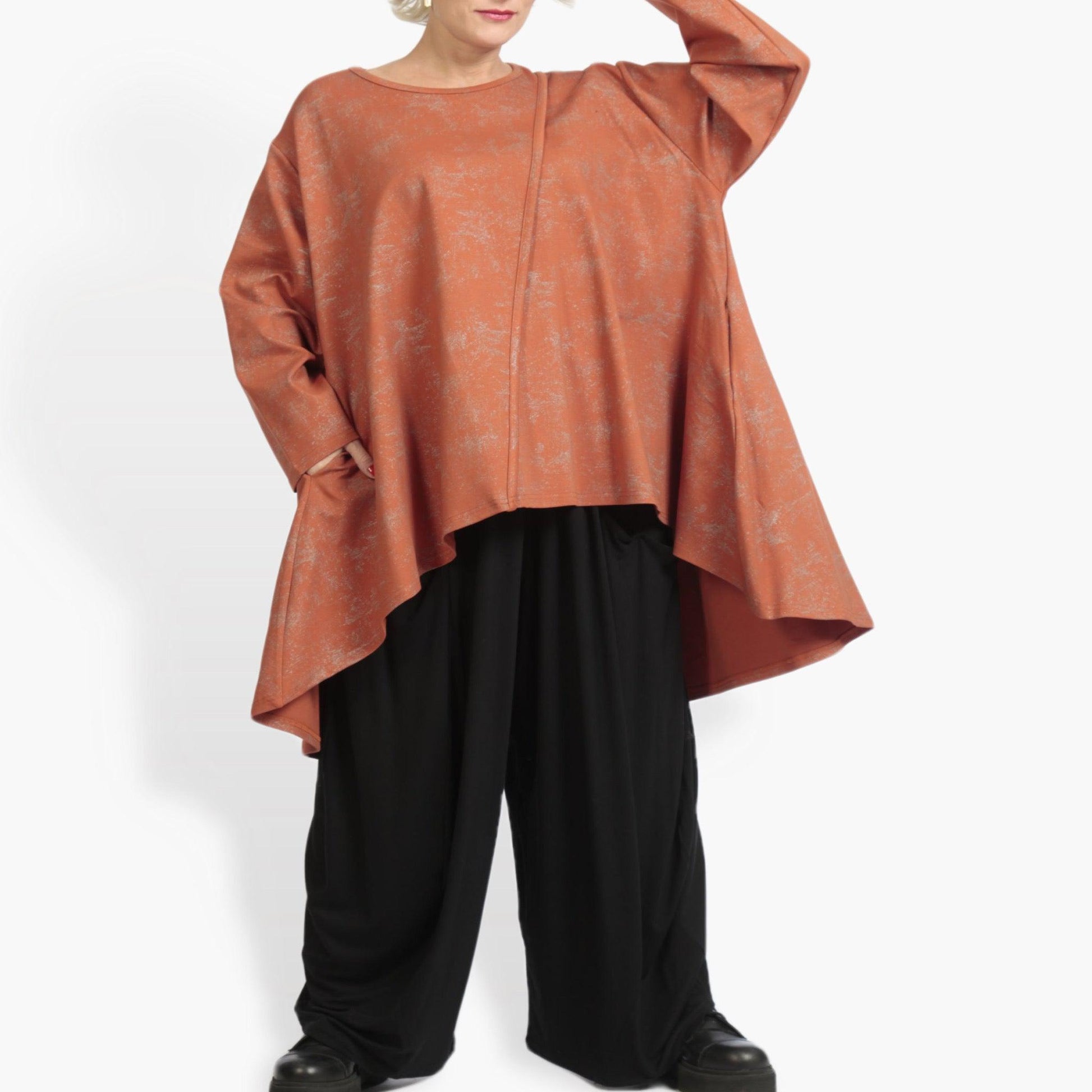  A-Form Bigshirt von AKH Fashion aus Viskose, 0958.06804, Terracotta, Unifarben, Ausgefallen