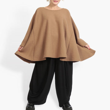  A-Form Bigshirt von AKH Fashion aus Materialmix, 0960.00593, Camel, Unifarben, Ausgefallen