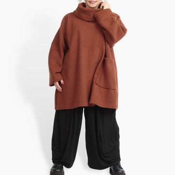  Bigshirt von AKH Fashion aus Materialmix in kastiger Form, 0960.06827, Terracotta, Schick