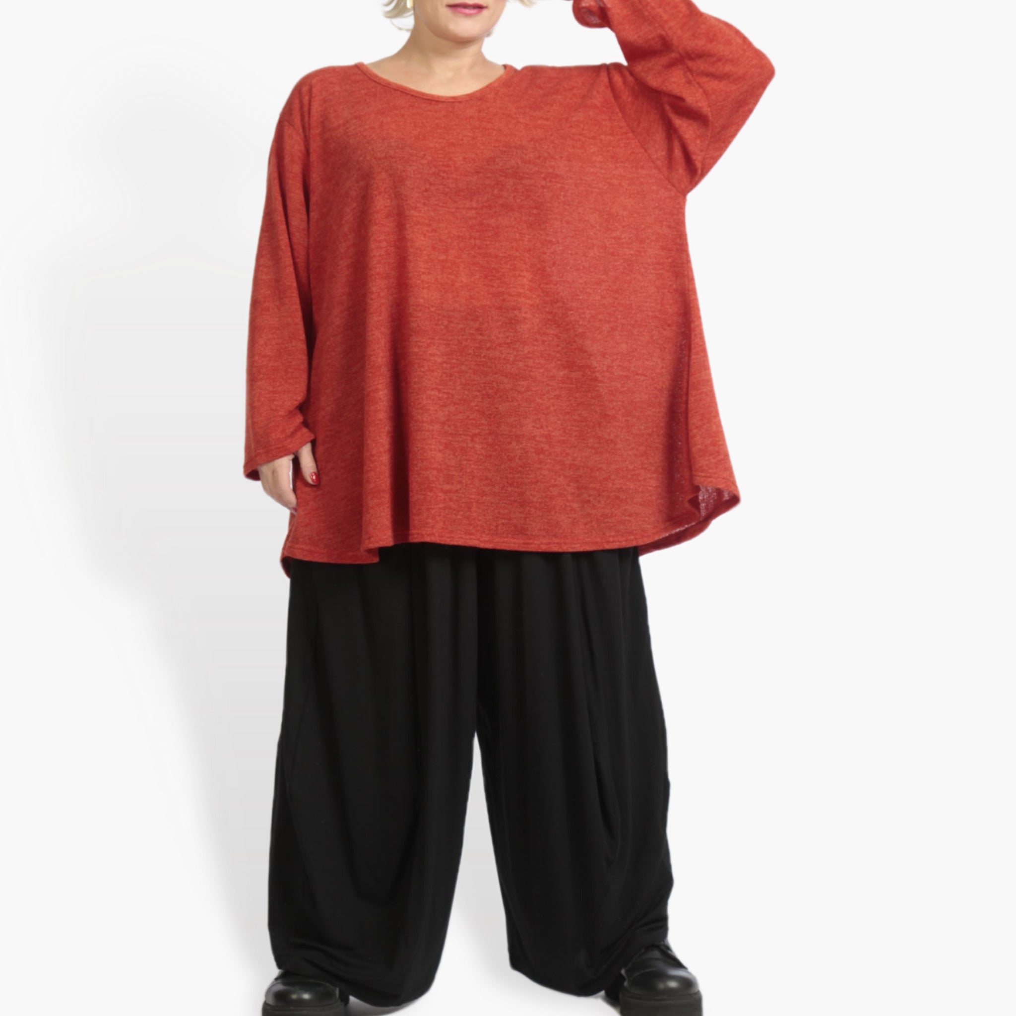 AKH Fashion Shirt in Glocken-Form, aus Materialmix, 0961.01892, Rost, Schick, Modern