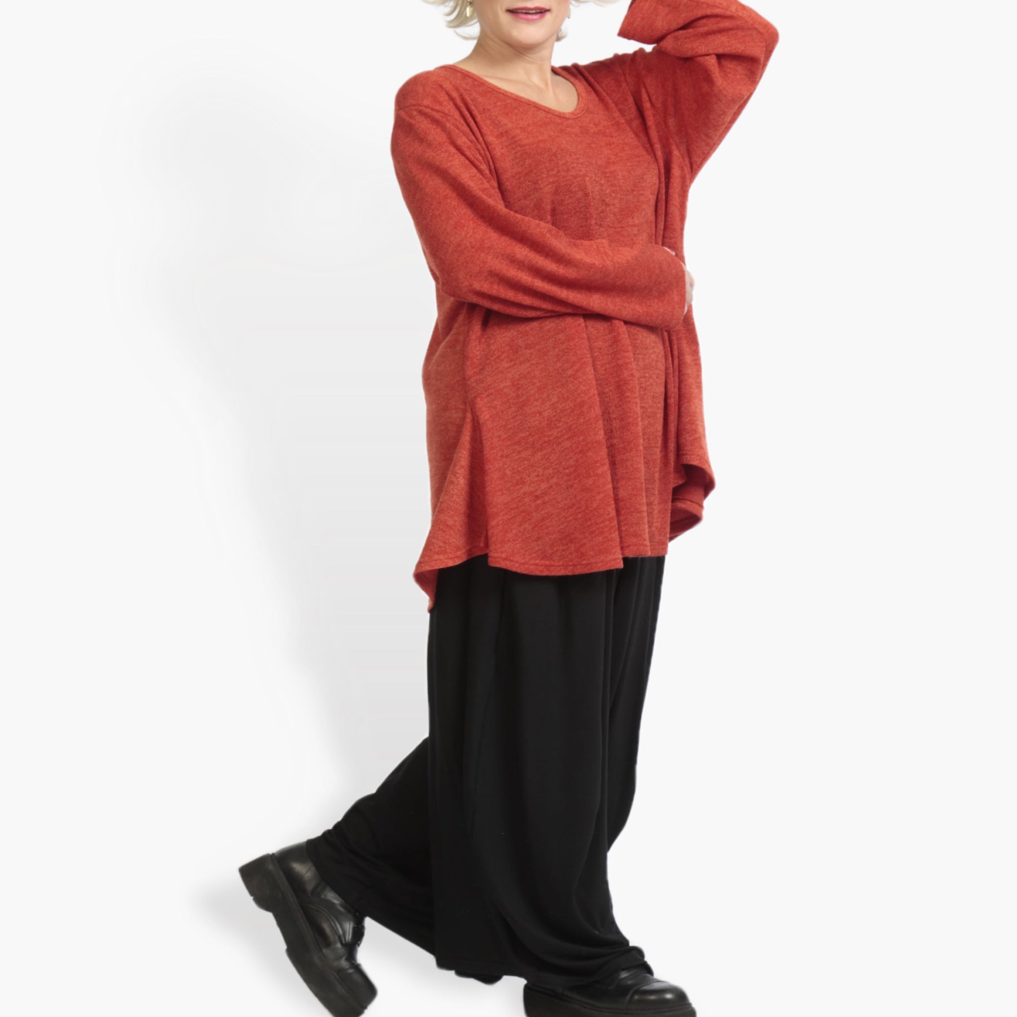  AKH Fashion Shirt in Glocken-Form, aus Materialmix, 0961.01892, Rost, Schick, Modern