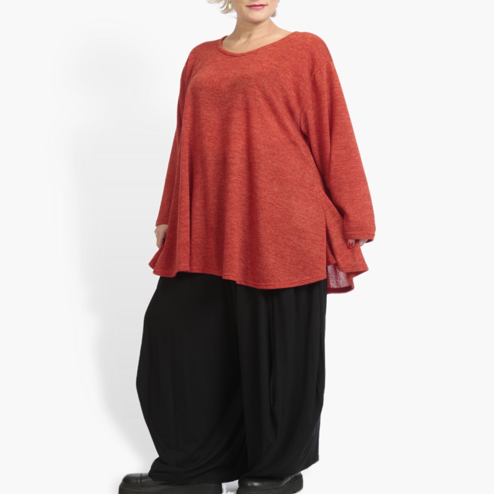  AKH Fashion Shirt in Glocken-Form, aus Materialmix, 0961.01892, Rost, Schick, Modern