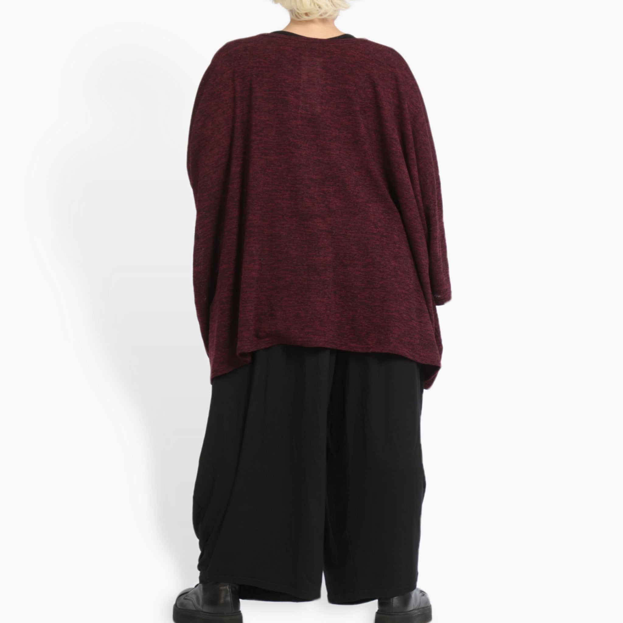  AKH Fashion Bigshirt in kastiger Form, aus Materialmix, 0961.06648, Weinrot, Schick, Modern
