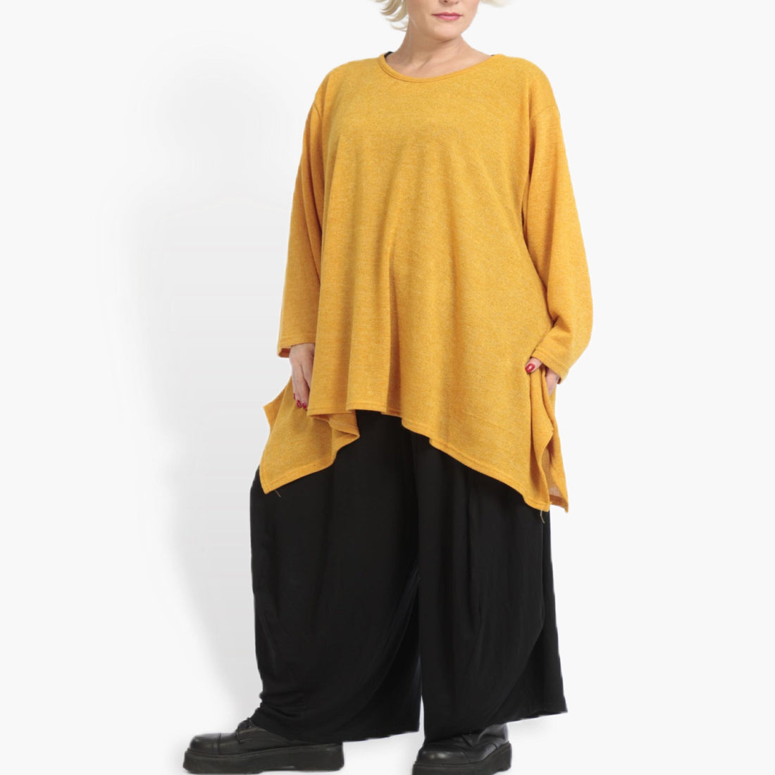  A-Form Shirt von AKH Fashion aus Materialmix, 0961.01019, Senf, Unifarben, Schick, Modern