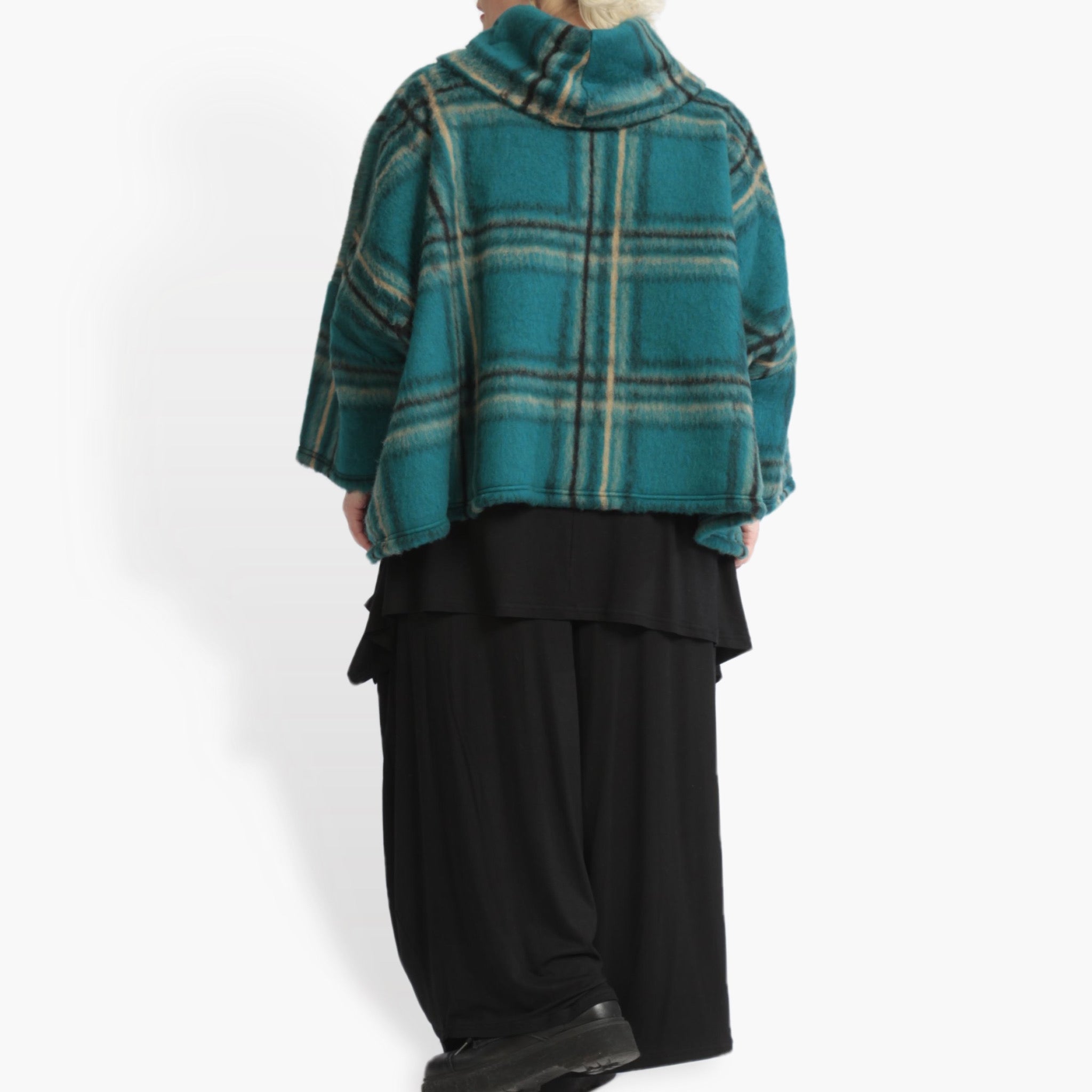  AKH Fashion Bigshirt in kastiger Form, aus Materialmix, 0973.03019, Petrol-Multi, Kariert